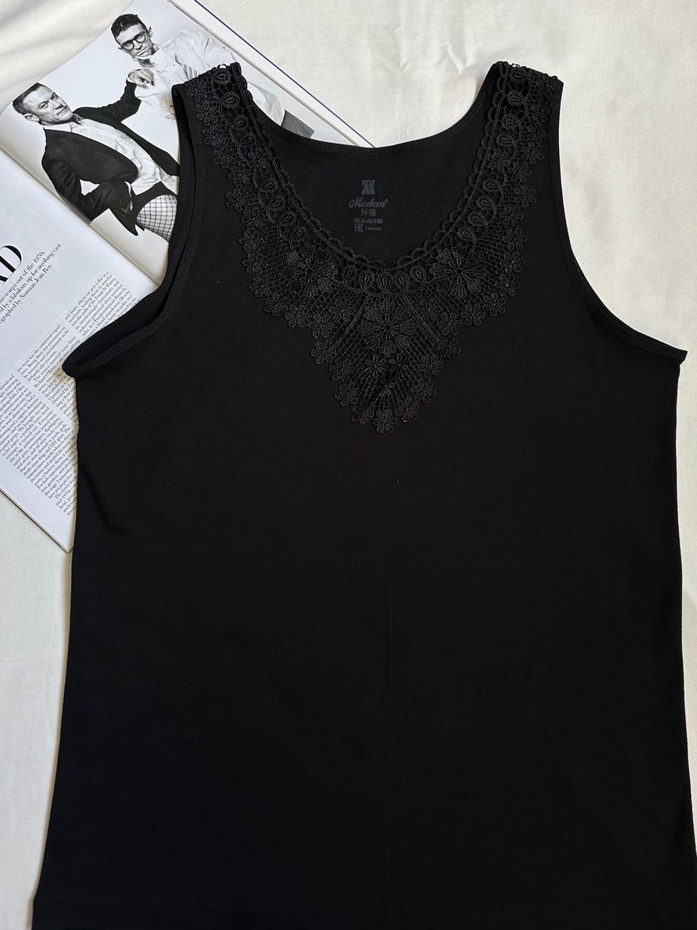 3/50$Black Women's Lace-Trim Tank Top - Picture 8 of 13